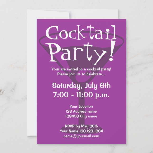 Cocktail party invitations for celebrations (Front)