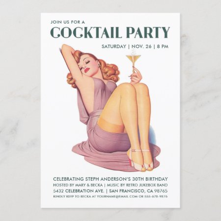 Cocktail Party Invitations | Vintage Pin-up Girl