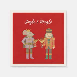 Cocktail Party Jingle and Mingle Nutcracker red Napkins