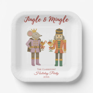 Cocktail Party Jingle Mingle Personalized white Paper Plates