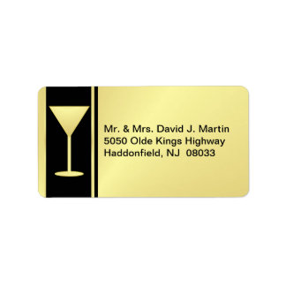 Cocktail Party Mailing Labels - Gold & Black