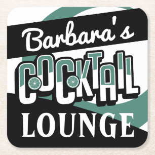 COCKTAIL PARTY Mid Century Modern Bar Square Paper Coaster