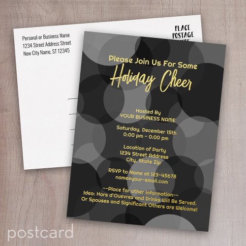 Cocktail Party modern bokeh Business Happy Holiday Foil Invitation Postcard