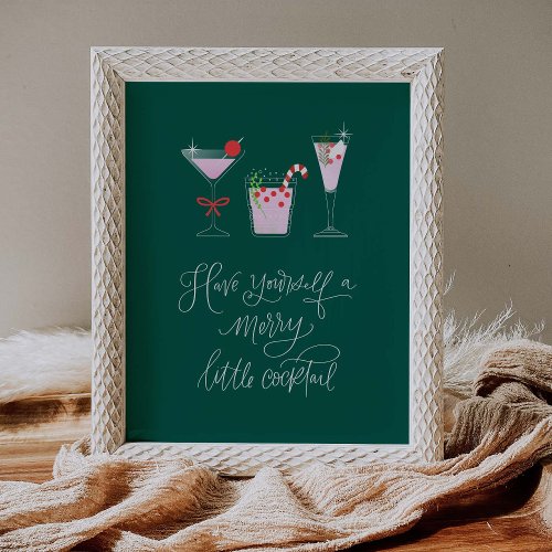 Cocktail Party Sign Christmas Holiday Bar Poster