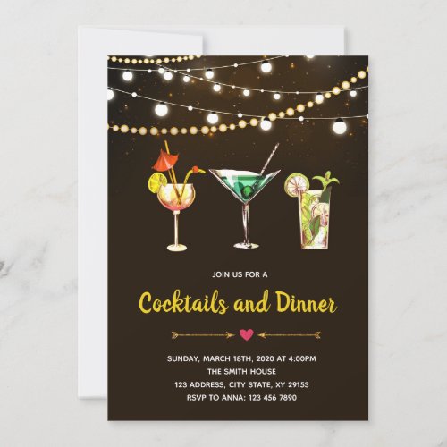 Cocktail party theme invitation