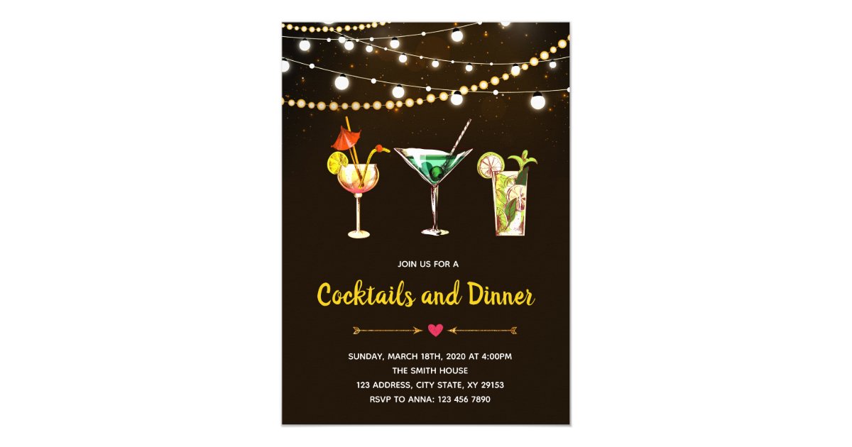 Cocktail party theme invitation