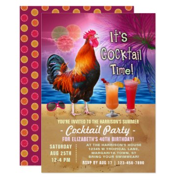 Cocktail Party Tropical Rooster Funny Birthday Card Cocktail Party Tropical Rooster Funny Birthday Card