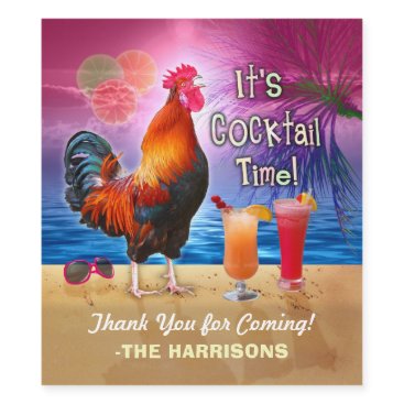 Cocktail Party Tropical Rooster Funny Birthday Wine Label Cocktail Party Tropical Rooster Funny Birthday Wine Label