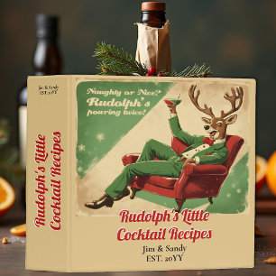 Cocktail Party Vintage Funny Christmas Recipes 3 Ring Binder