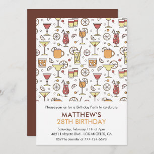 Cocktail Pattern 28th birthday invitations Modern