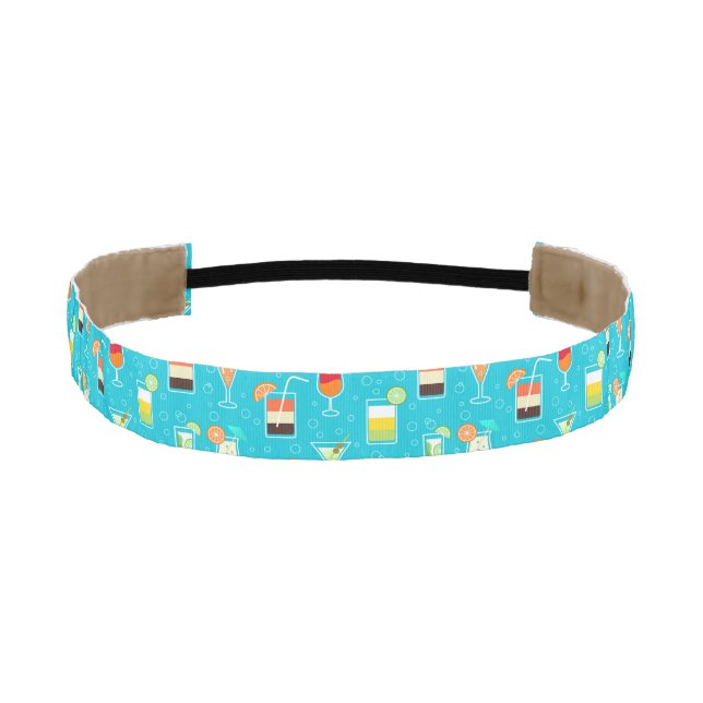 Cocktail Pattern on Teal Background Athletic Headband (Front)