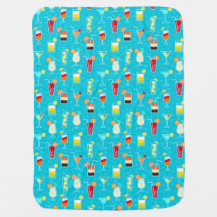 Cocktail Pattern on Teal Background Baby Blanket