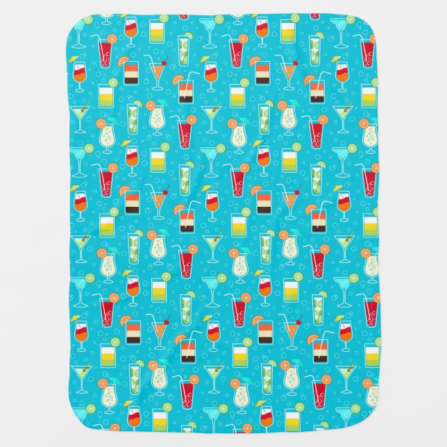 Cocktail Pattern on Teal Background Baby Blanket (Front)