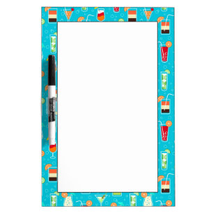 Cocktail Pattern on Teal Background Dry-Erase Board