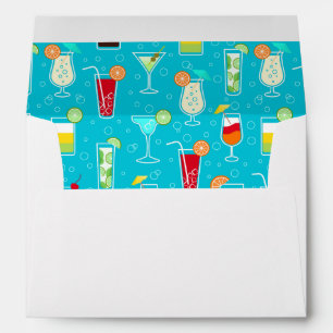 Cocktail Pattern on Teal Background Envelope