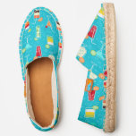 Cocktail Pattern on Teal Background Espadrilles