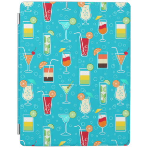 Cocktail Pattern on Teal Background iPad Smart Cover