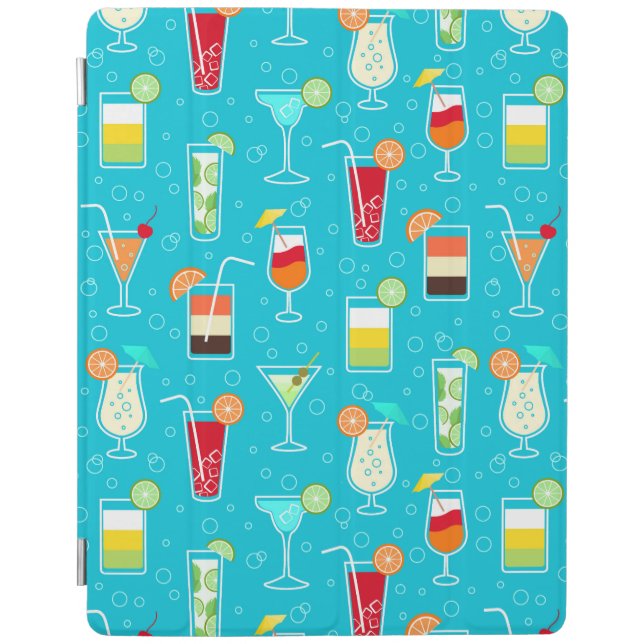 Cocktail Pattern on Teal Background iPad Smart Cover (Front)