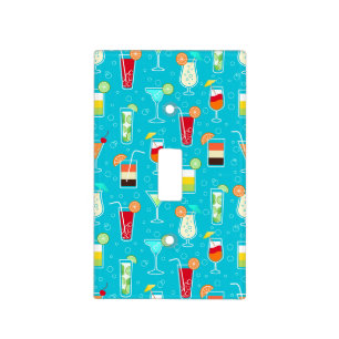 Cocktail Pattern on Teal Background Light Switch Cover