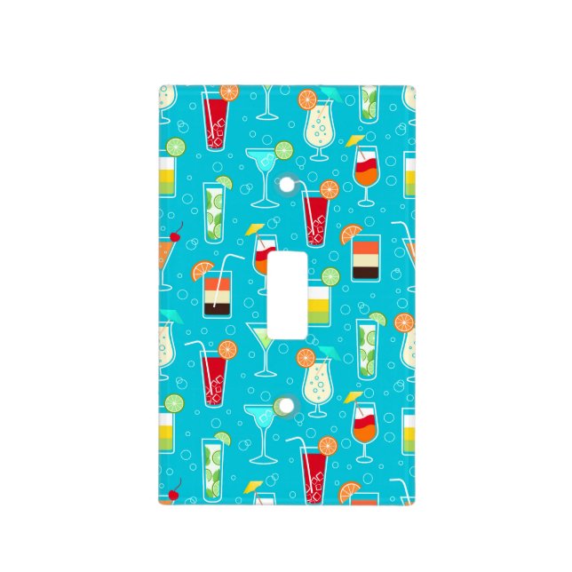 Cocktail Pattern on Teal Background Light Switch Cover (Front)