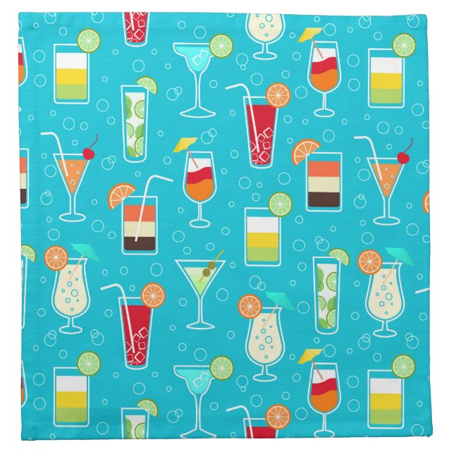 Cocktail Pattern on Teal Background Napkin (Front)