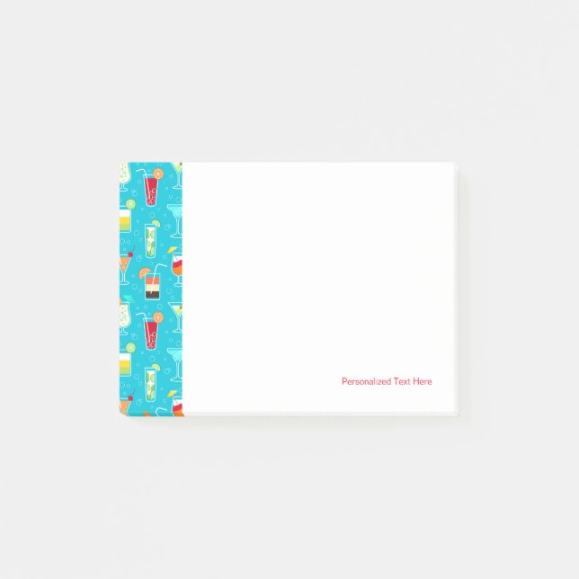 Cocktail Pattern on Teal Background Post-it Notes (Front)