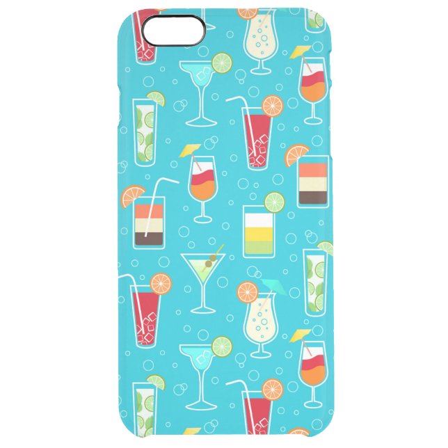 Cocktail Pattern on Teal Background Uncommon iPhone Case (Back)