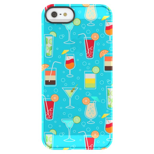 Cocktail Pattern on Teal Background Uncommon iPhone Case (Back)