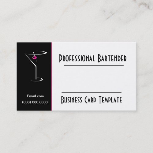 Cocktail Pink Martini Logo Bartender Business Card