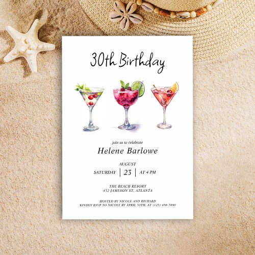 Cocktail Pool Party Birthday  Invitation