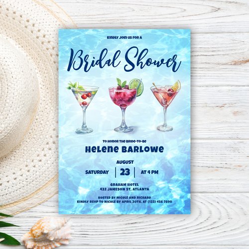 Cocktail Pool Party Bridal Shower  Invitation