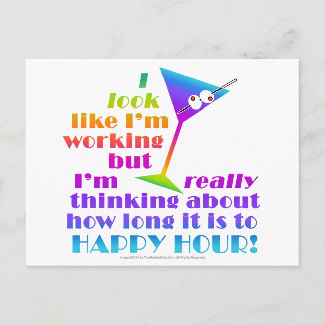 Cocktail Postcards - How Long to Happy Hour (Front)