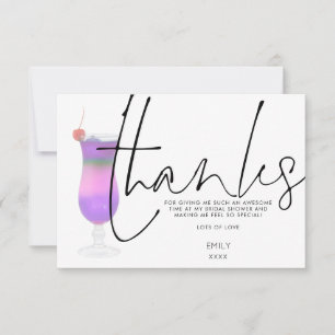 Cocktail Purple Stylish Script Bridal Shower Thank You Card