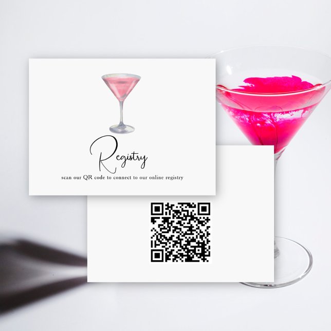 Cocktail QR Code Bridal Shower Registry  Enclosure Card (Creator Uploaded)