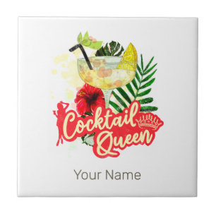 Cocktail Queen Vintage Hen Bachelorette Party Ceramic Tile