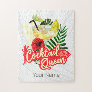 Cocktail Queen Vintage Hen Bachelorette Party Jigsaw Puzzle