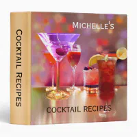 Favorite Cocktails Drink Recipe Organizer Mini Binder, Zazzle