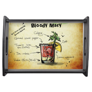 Cocktail Recipe Blood Mary Small Serving Tray