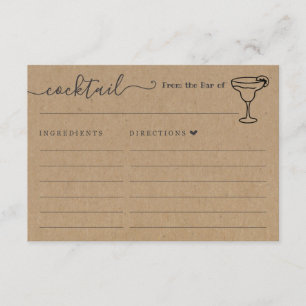 Cocktail Recipe Card for the Bar - Kraft
