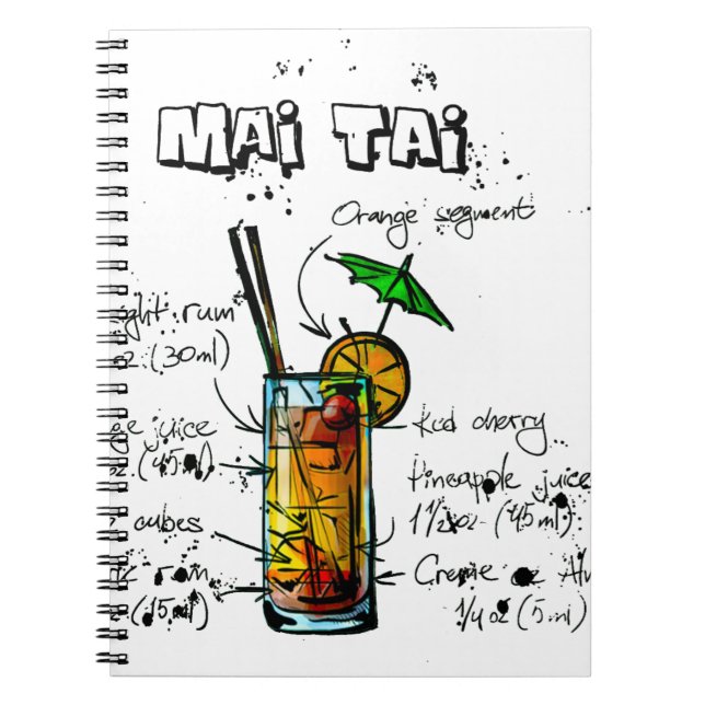 Cocktail Recipe Mai Tai Notebook (Front)