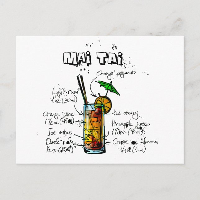 Cocktail Recipe Mai Tai Postcard (Front)