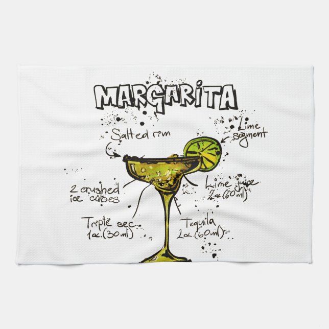 Cocktail Recipe Margarita Kitchen Towel (Horizontal)
