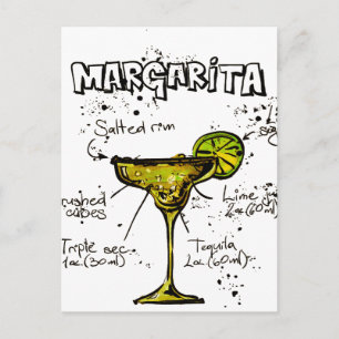 Cocktail Recipe Margarita Postcard