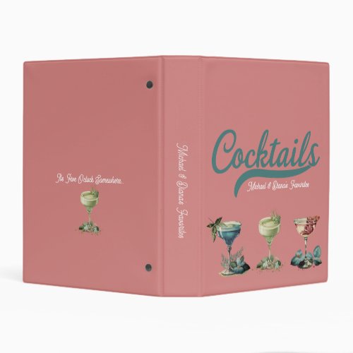 Cocktail Recipe Organizer 1950s Retro Vintage  Mini Binder