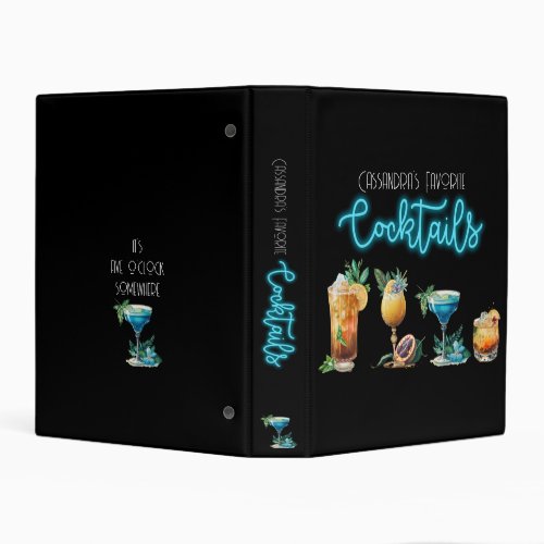 Cocktail Recipe Organizer Watercolor Graphics Mini Binder