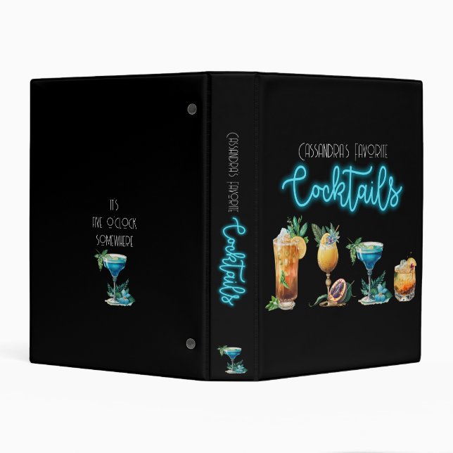 Cocktail Recipe Organizer Watercolor Graphics Mini Binder (Background)
