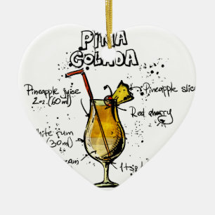 Cocktail Recipe Pina Colada Ceramic Ornament