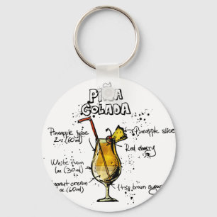 Cocktail Recipe Pina Colada Keychain
