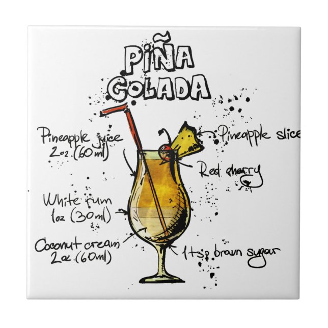 Cocktail Recipe Pina Colada Tile (Front)