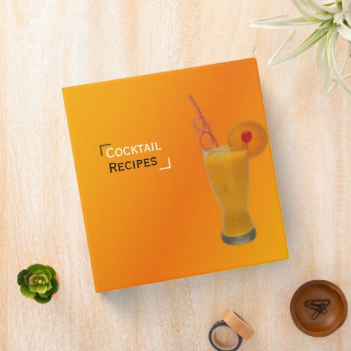 Cocktail Recipes 3 Ring Binder